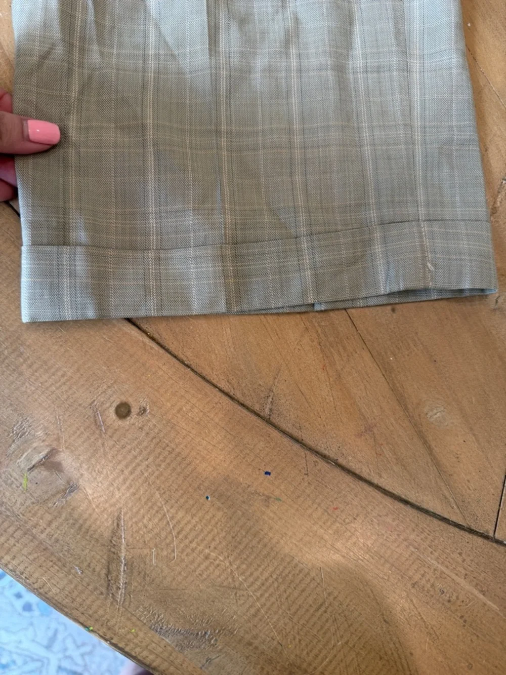 Vintage Zignone Men's Light Tan Plaid Dress Pants Made in Italy 34 Wool
